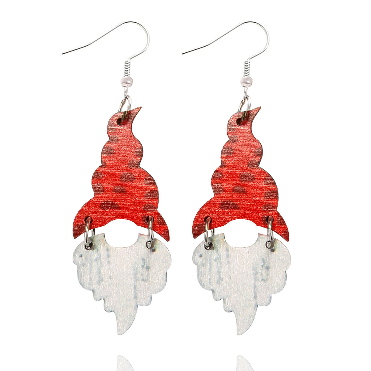 Wholesale Christmas Elf Wood Chips Retro Plaid Polka Dot Christmas Hat Earrings